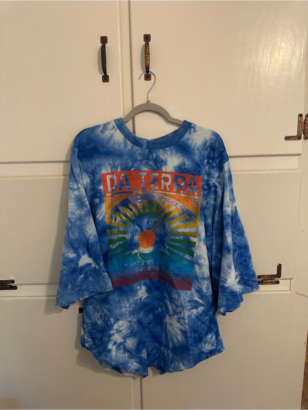 FARM Rio Blue Tie-Dye 'Da Terra' Graphic Tee with Multicolor Print